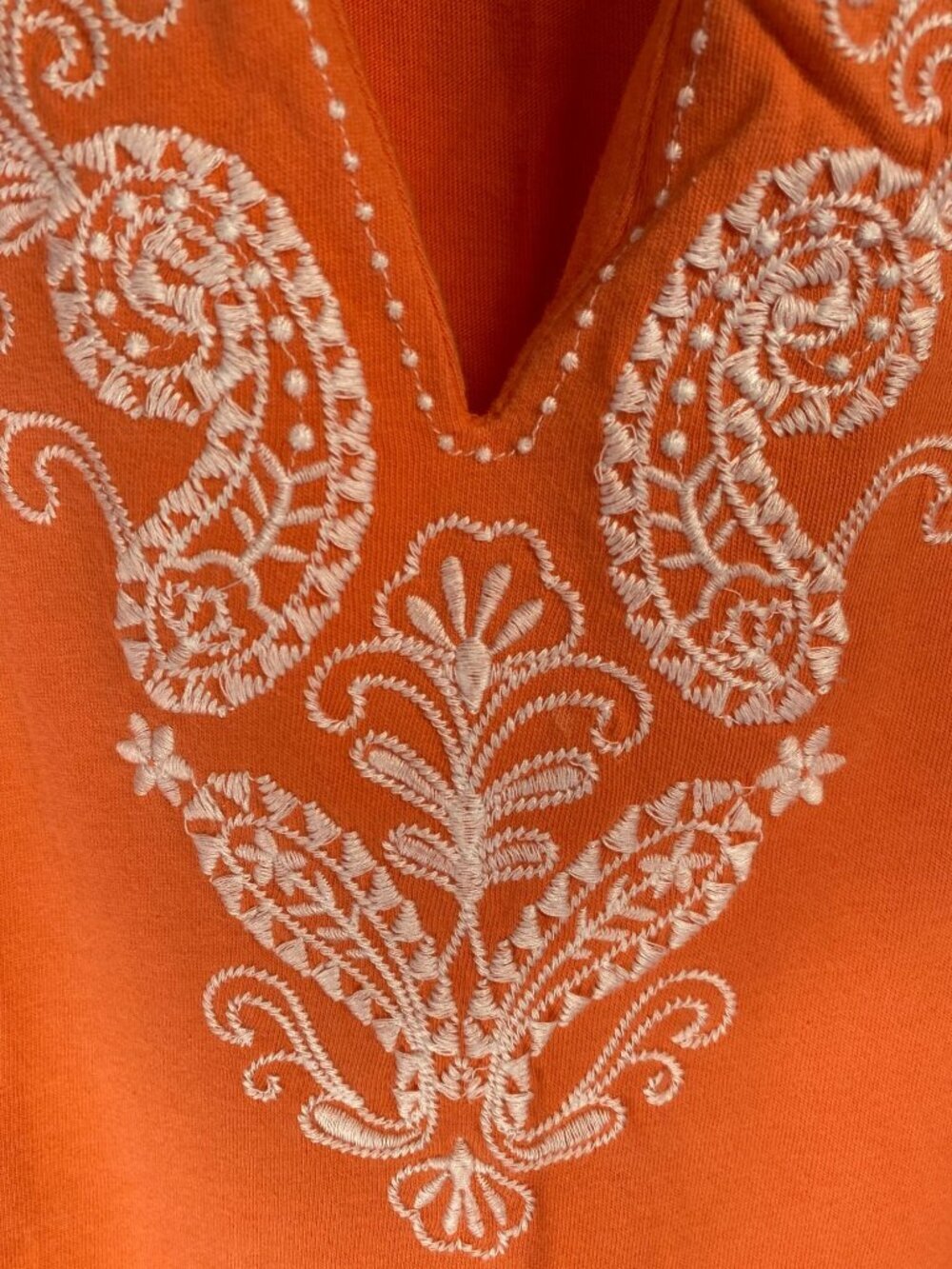 Lands End Sleeveless Orange Embroidered Cotton Tunic Dress With Pockets Size 3X - Picture 2 of 8
